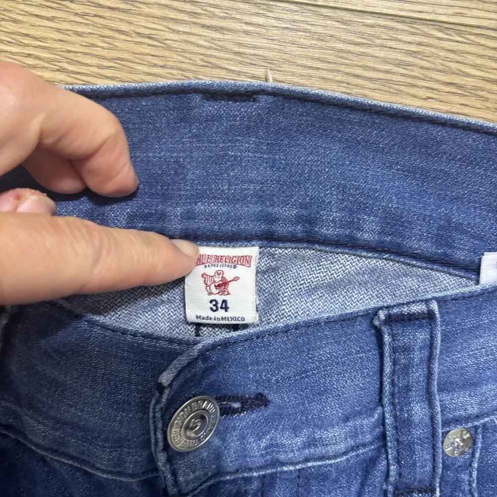 True Religion Straight Leg With Flap Jeans Mens 34x34 Lot Of 2 Denim USA Hip Hop
